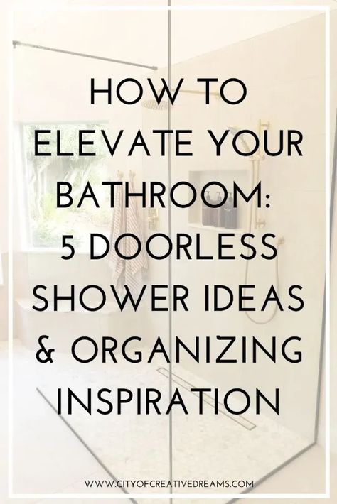 How to Elevate Your Bathroom: 5 Doorless Shower Ideas and Organizational Inspiration | City of Creative Dreams doorless shower ideas, doorless shower ideas walk in, small doorless shower ideas, small bathroom doorless shower ideas, bathroom doorless shower ideas, doorless showers walk in, doorless showers walk in small bathrooms, doorless showers walk in small bathrooms luxury Walk In Shower Organization Ideas, Open Shower Ideas Walk In, Walkin Shower Ideas No Door, Doorless Showers Walk In, Small Walk In Shower Ideas, Doorless Shower Ideas, Doorless Shower Design, Half Wall Shower, Showers Without Doors