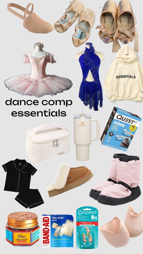 dance comp essentials (ballet/pointe and regular comp-lyrical, jazz, contemporary, etc) #dance #comp #dancecomp #ballet #pointe Competition Outfit, Dance Comp, Dancer Lifestyle, Ballet Pointe, Ballet Technique, Tiger Balm, Ballet Clothes, Dance Bag, Dancing Queen