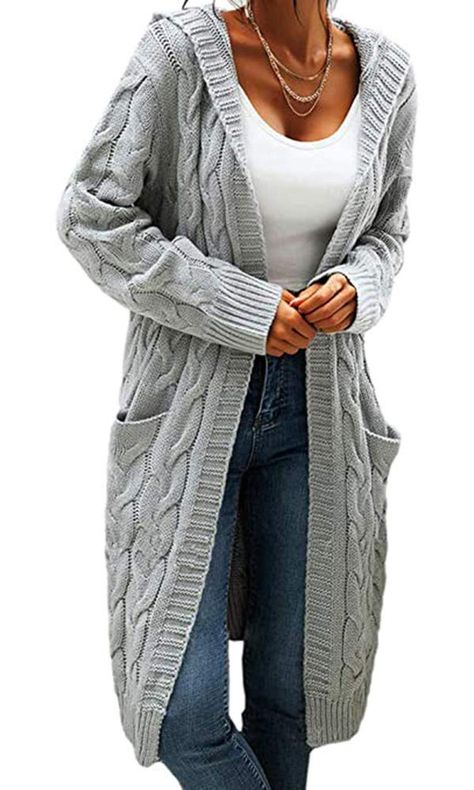 PRICES MAY VARY. Material:100% Acrylic (Lightweight, soft, comfortable and warm) Size:you can choose the cardigan according normal size,our size are US standard size. Features:Long Sleeve Solid Color Cardigan Sweaters For Women,Two Side Pockets,Soft Chunky Knit Cardigan,Hooded Sweater Coat,Soft Boyfriend Cardigan,Casual Loose Fit Knit Sweater Coat. Occasion:Pair with jeans, leggings, t-shirt or tank tops under, suit for casual daily, school, work, shopping, long cardigans for women lightweight,T Hooded Sweater Coat, Soft Boyfriend, Long Sweater Coat, Knit Sweater Coat, Hooded Cardigan Sweater, Cardigan Casual, Gilet Long, Cardigan Sweaters, Chunky Knit Cardigan