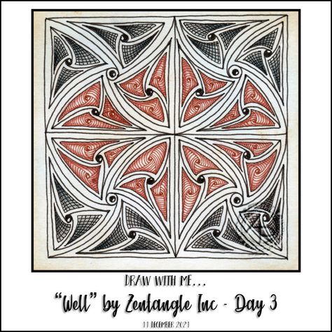 Draw with me … “Well” Zentangle pattern, day 3 – Angela Porter Angela Porter, Draw With Me, Zentangle Pattern, Micron Pen, Tangle Pattern, Tangle Patterns, Square Tile, Zen Art, Zentangle Patterns