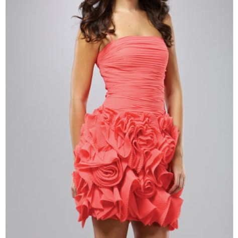 Mignon Coral Rosette Ruffle Played Shirred Pleated Short Dress 4 Looks Like May Fit A 6 Beautiful Quality! Hoco Homecoming Gala Pageant Nwt Pleated Short Dress, Casual Date Night Outfit, Tarik Ediz, Rachel Allan, Dream Dresses, Mac Duggal, Sherri Hill, Dream Dress, Short Dress