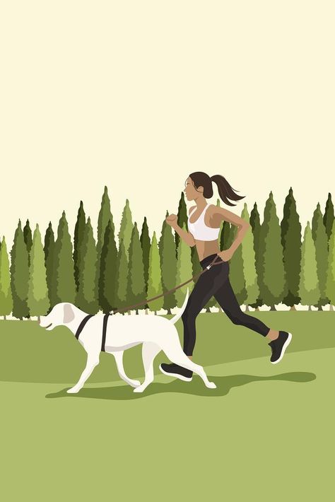 Dog Background Aesthetic, Iphone Wallpaper Fitness, Exercise Aesthetic Wallpaper, Mobile Wallpaper Aesthetic, Running With Dog, Running Illustration, Dog Background, Aesthetic Illustration, Realistic Illustration