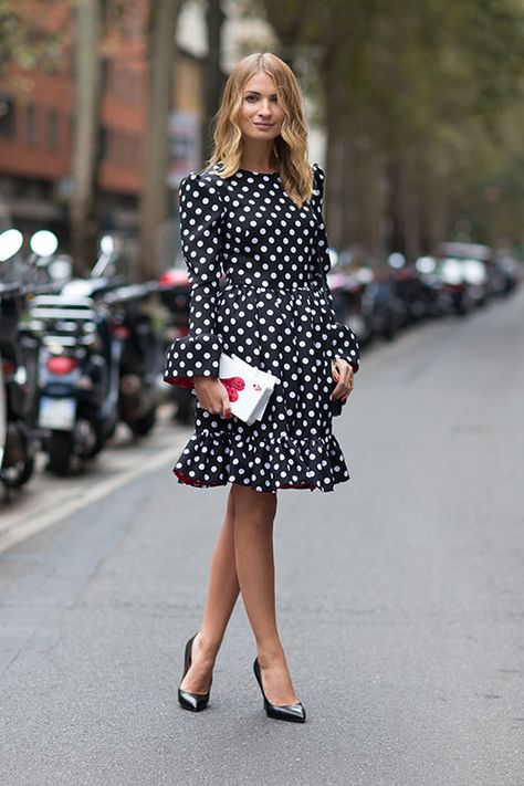 Polka Dot Street Style, Milan Fashion Week Street Style, Fashion Week Spring 2014, Fashion Articles, Spring Street Style, Street Style Chic, Fashion Week Street Style, Street Chic, Street Style Outfit