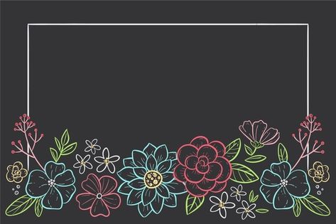 Easy Chalk Flowers, Chalkboard Decoration Ideas, Spring Flowers Chalkboard Art, Flower Chalkboard Art Easy, Chalkboard Flower Border, Chalk Marker Flowers, Blackboard Sign Ideas, Blackboard Border Designs, Flower Shop Chalkboard Ideas