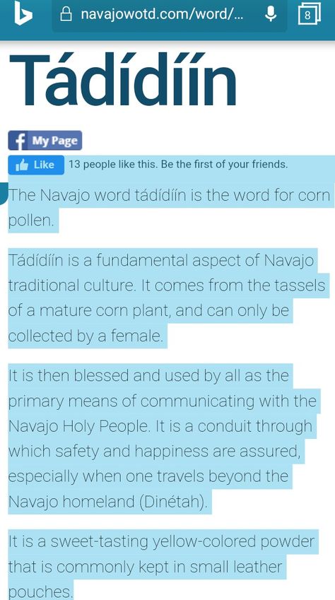 Tádídíín is the Navajo word for corn pollen. Navajo Word of the Day, fb & website Navajo Words And Meanings, Navajo Food, Navajo Words, Navajo Language, Native American Facts, Native Quotes, Navajo Culture, Eagle Images, Native American Pictures