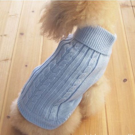 Dog Sweaters - Tangpan Turtleneck Classic StrawRope Pet Dog Sweater Apparel BlueM -- Click image for more details. (This is an Amazon affiliate link) Cable Knitwear, Aran Knit, Small Dog Sweaters, Winter Puppy, Blue Costumes, Dog Winter Clothes, Cat Sweater, Sweater Turtleneck, Pet Sweater