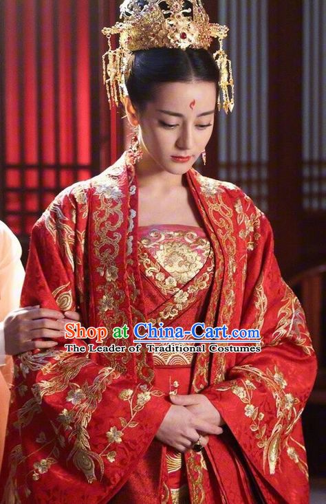 Traditional Ancient Chinese Imperial Consort Wedding Costume, Elegant Hanfu Fairy Red Dress Chinese Tang Dynasty Bride Imperial Concubine Tailing Embroidered Clothing for Women Hanfu Wedding Dress, Wedding Dress Red, The King's Woman, Gaun Abad Pertengahan, Chinese Bride, Chinese Traditional Dress, Chinese Style Dress, China Clothes, Wedding Costume