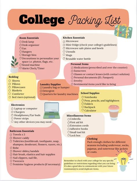 College Packing Dorm Checklist Printable - Etsy University Dorm Checklist, Dorm Room Uk Ideas, Dorm Restroom Decor Ideas, Freshman College Dorm Checklist, Roomate Ideas College Gifts, College Registry Checklist, College Things To Buy, College Dorm Aesthetic Ideas, College Visit Checklist