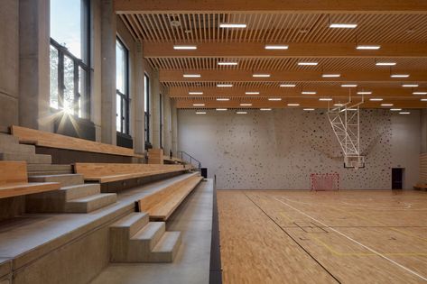 Gallery of Sports Hall in Borky / OV-architekti - 4 Sport Hall Design, Gymnasium Interior Design, School Auditorium Design, Sports Hall Design, Sport Hall Architecture, Sports Hall Architecture, Sport Center Design, Gymnasium Design, Sport Facility