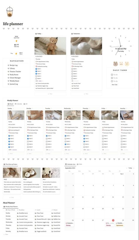 Soft beige/teddy bear/milk tea notion aesthetic template. Organisation, Monthly Notion Template, Aesthetic Notion Homepage, Notion Monthly Planner, Notion Finance Template, Obsidian Aesthetic, Soft Beige Aesthetic, Closet Planner, Notion Journal