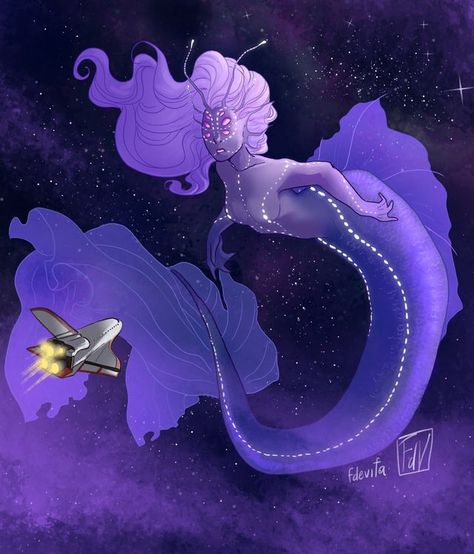 Space Mermaid, Fish Mermaid, Mermaid Drawings, Mermaid Pictures, Moon Witch, About Space, Mermaids And Mermen, Alien Concept Art, What To Draw