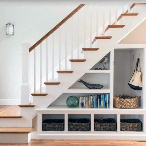 Top 70 Best Under Stairs Ideas - Storage Designs Minimalist Stairs, Stairway Storage, Under Stairs Nook, Stairs Makeover Design, Under Stairs Storage Solutions, Room Under Stairs, Space Under Stairs, Stair Nook, تحت الدرج