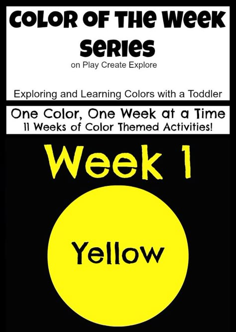 Color of the week series on Play Create Explore. Exploring one color a week for 11 weeks of fun color themed activities! Week one: YELLOW! Lots of Yellow sensory bins, activities, and ideas for exploring the color yellow with toddlers! Yellow Crafts Preschool, Colors Activities, Preschool Color Activities, Yellow Crafts, Color Of The Week, The Color Yellow, Preschool Colors, Sensory Activities Toddlers, Toddler Classroom