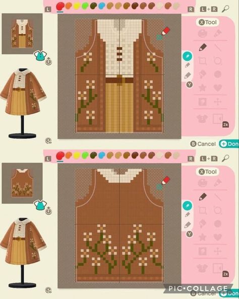 Sorry i do not have a source for this design Cute Animal Crossing Design Patterns, Patterns For Animal Crossing, Clothes Design Animal Crossing, Acnh Custom Design Template, Acnh Designs Tutorial, Animal Crossing Custom Outfits, Custom Acnh Clothes, Animal Crossing Pro Design Ideas, Custom Design Outfits Acnh