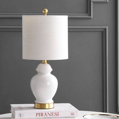 House of Hampton Annandale 20" Ceramic/Metal LED Table Lamp, White/Brass Gold