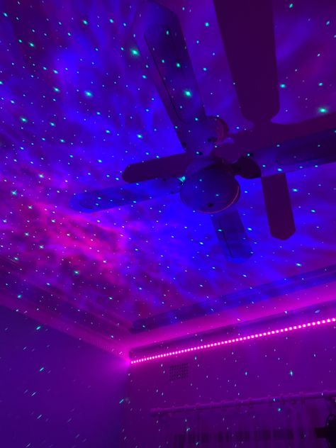 Bedroom Galaxy Lights, Galaxy Light Projector Aesthetic, Galaxy Room Light, Galaxy Lamp Room, Bedroom Light Projector, Galaxy Led Light, Stars Projector Bedroom, Galaxy Lamp Aesthetic, Led Lights And Galaxy Projector Bedroom