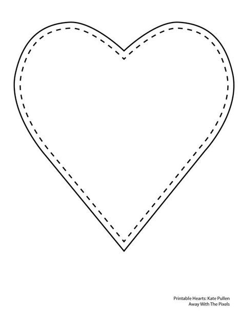 5 Free Heart Shaped Printable Templates for Your Craft Projects: Single Heart With Stitched Border Heart Patterns Printable, Heart Shapes Template, Printable Heart Template, Heart Stencil, About Heart, Shape Templates, Heart Printable, Preschool Valentines, Heart Outline