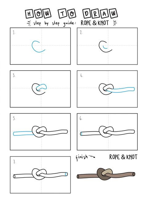 How To Draw KNOT ROPE By Step For Kids Easy Illustration Doodle Drawing GUIDE (2) Knot Reference Drawing, Fabric Knot Drawing, How To Draw A Rope Step By Step, How To Draw A Rope, How To Draw Rope, Rope Knot Drawing, Rope Drawing Pencil Art, Celtic Knot Drawing Tutorial, Knot Illustration