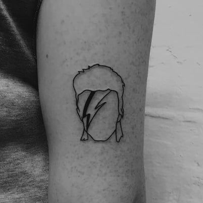 Simple David Bowie Tattoo, David Bowie Tatoos, David Bowie Inspired Tattoos, David Bowie Tattoo Ideas, Ziggy Stardust Tattoo, Rockstar Tattoo, David Bowie Tattoo, Bolt Tattoo, Band Tattoos