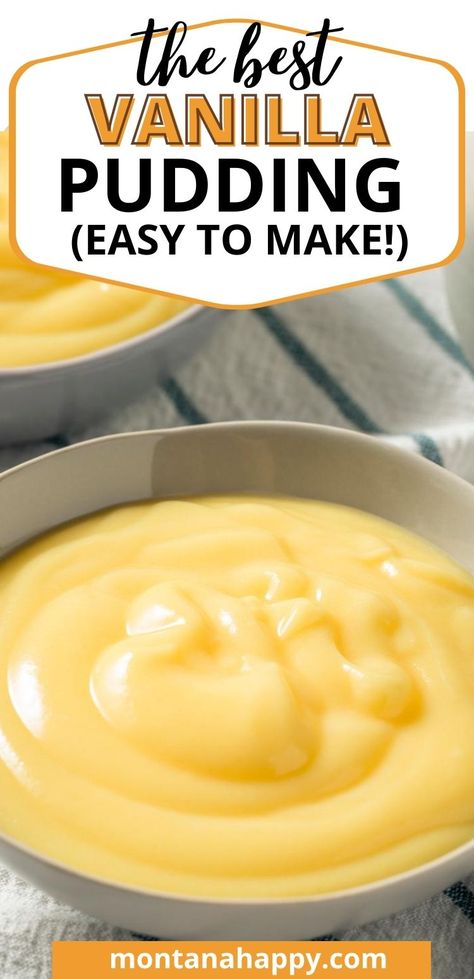 Homemade Vanilla Pudding Recipe | Montana Happy Almond Milk Pudding, Vanilla Pudding Recipe, Savory Desserts, Butterscotch Pudding Recipes, Pudding Custard, Milk Pudding Recipe, Pudding Recipes Homemade, Vanilla Pudding Recipes, Homemade Vanilla Pudding