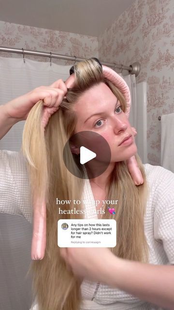 Meredith Welborn on Instagram: "how you wrap your hair is really the key to success here !! 💘 ive made some videos about this a long time ago but wanted to give y’all more detail on how ive perfected these heatless curl + tips on wrapping your hair around the silk curling rod 💘 #heatlesscurls #heatlesscurlstutorial #healthyhair #heatlesshairstyles" Silk Rod Curls, Heatless Curling Rod Headband Tutorial, Satin Curling Rod, Hair Rods How To Use, How To Use Flexi Rods On Straight Hair, How To Use Curling Rods, How To Use Heatless Curling Rod, Curling Rods Tutorial, How To Use Heatless Curling Wrap