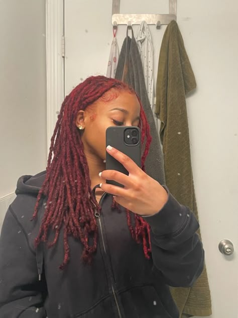 Loc Long Hairstyles, Aesthetic Locs Hairstyles, Different Types Of Locs Black Women, Small Medium Locs, Loc Colors Black Women, 200 Locs, Formal Loc Styles, Half Dyed Locs, Locs Aesthetic