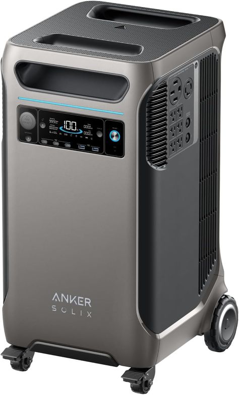 Enlarged Capacity From 3.84kWh: Anker SOLIX F3800 has 3.84kWh to power your family's needs for one day. If that's not enough, add up to 6 battery packs to expand capacity to 26.9kWh. For extreme situations, add another Anker SOLIX F3800 and 12 battery packs for enough power for two weeks. Generator For Home, Portable Power Station, Generator House, Bathroom Fan, Sump Pump, Solar Generator, Solar Charger, Solar Charging, Power Outage