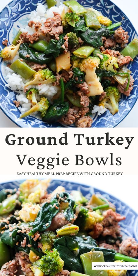 Turkey Meal Prep, Ground Turkey Meal Prep, High Protein Recipes Dinner, Veggie Bowls, Ground Turkey Recipes Healthy, Healthy Ground Turkey, Healthy Bowls Recipes, Healthy Protein Meals, Vegetable Recipe