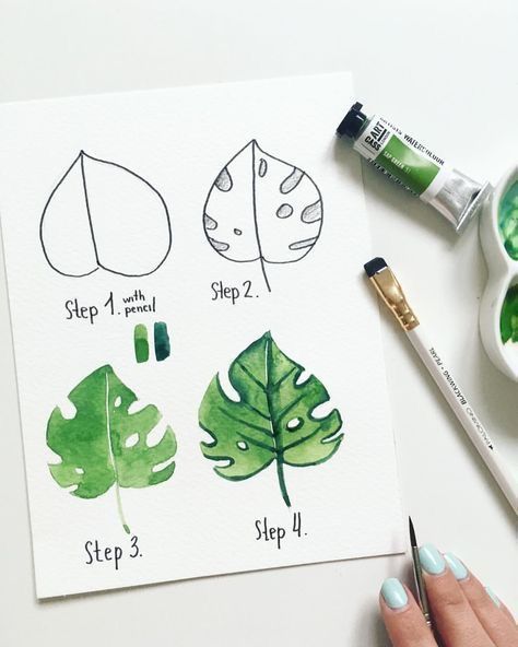 leaf watercolor how to step by step Tracing Pictures, Ako Kresliť, Arte Doodle, Paintings Pictures, Drawing Sheet, Watercolor Paints, 수채화 그림, Watercolour Tutorials, الرسومات اللطيفة