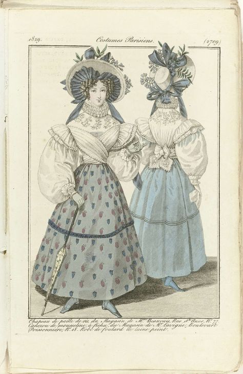 Mode 1827-30-Collected works of Nahtzugabe - All Rijksstudio's - Rijksstudio - Rijksmuseum 1870 Fashion, 1820s Fashion, 1830s Fashion, 19th Century Clothing, Leg Of Mutton Sleeve, 30s Fashion, 19th Century Fashion, Victorian Clothing, Costume Institute