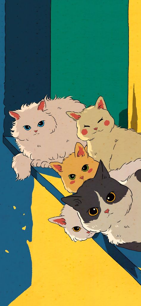 Cat Phone Wallpaper, Wal Art, Pop Art Wallpaper, Cute Simple Wallpapers, Cool Wallpapers Art, Dessin Adorable, Kawaii Wallpaper, Cat Wallpaper, Anime Scenery Wallpaper