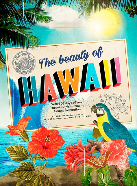 Hawaii Decorations, Hawaii Poster, 21 Diner, Hawaii Art, Beauty Words, Hawaii Party, Illustration Portfolio, Illustration Agency, Typography Graphic