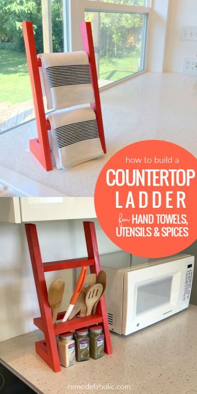 Towel Ladder Kitchen, Counter Towel Holder, Countertop Ladder, Hand Towel Ladder, Vintage Cubby, Trailer Kitchen, Home Decor Diy Ideas, Decorative Ladder, Decor Diy Ideas