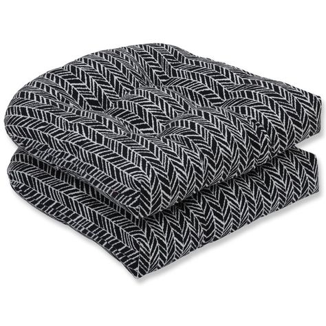 Pillow Perfect Herringbone Rocking Chair Cushion & Reviews | Wayfair Rocking Chair Cushion, Wicker Chair Cushions, Outdoor Chaise Lounge Cushions, Rocking Chair Cushions, Outdoor Dining Chair Cushions, Black Ground, Patio Chair Cushions, Outdoor Seat Cushions, Lounge Cushions