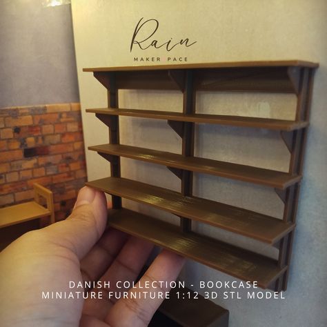 Diy Dollhouse Shelf, Miniature 3d Print, Mini Book Shelf Diy, Bookshelf Miniature, Mini House Furniture, Bookcase Dollhouse, Miniature Bookcase, Printer Design, Christmas Fairies