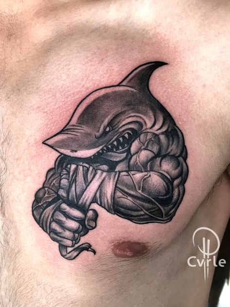 Boxing Gloves Tattoo, Shark Tattoo Ideas, Boxer Tattoo, Boxing Tattoos, Animal Tattoos For Men, Small Chest Tattoos, Small Shoulder Tattoos, Shark Tattoo, Mens Shoulder Tattoo