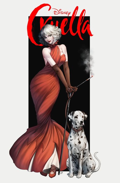 Cruella 2021, Cruella Deville, Disney Villains Art, Disney Artwork, Pinturas Disney, Disney Princess Art, Princess Art, Emma Stone, Disney Dream