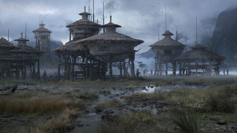 Swamp town Concept Art Landscape, Fantasy Village, Art Steampunk, Facebook Art, Minsk Belarus, In The Middle Of Nowhere, Landscape Concept, Middle Of Nowhere, Art Disney