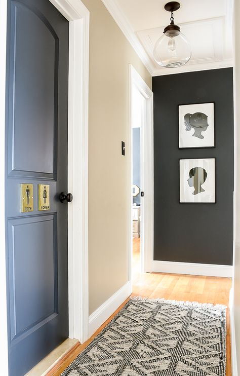 Hallway And Door Paint Colors, End Of Hallway Ideas, Hallway Colors, End Of Hallway Decor, Small Hallway Decorating, Hallway Wall Colors, End Of Hallway, Painted Hallway, Hallway Paint