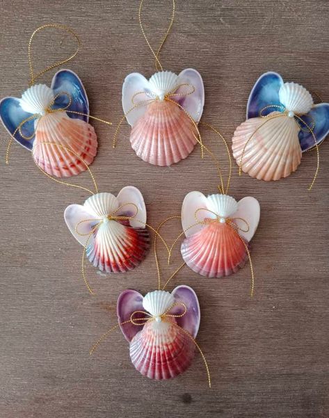 Seashell Angel, Seashell Christmas Ornament, Beach Ornament, Angel Ornament, Beach Decor, Gift, Christmas Decoration, Angel Decoration - Etsy Seashell Angels, Lake Crafts, Xmas Angels, Seashell Ornament, Seashell Art Diy, Seashell Christmas Ornaments, Seashell Christmas, Sea Shells Diy, Beach Christmas Ornaments