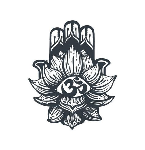 Lotus Hamsa Tattoo, Ohm Tattoo For Men, Lotus Logo Design Ideas, Hamsa Tattoo Men, Lotus Flower Tattoo Men, Lotus Tattoo Men, Ohm Tattoo, Om Symbol Tattoo, Hamsa Tattoo Design