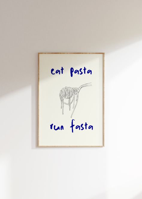 Spaghetti Art Print Trendy Retro Wall Art Aesthetic Quote - Etsy Australia Wall Decor College Apartment, Spaghetti Art, Eat Pasta Run Fasta, Wall Decor College, Aesthetic Quote, Dorm Room Walls, Eclectic Gallery Wall, Office Artwork, Apartment Art