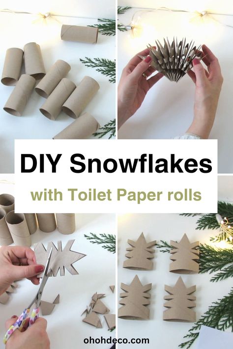 Brighten up your holiday season with these adorable snowflake ornaments! Transform toilet paper rolls into stunning decor pieces with our step-by-step guide on how to create delicate snowflake ornaments for your tree. Perfect for kids and adults alike – get creative and make memories this winter! Diy Snowflakes, Jul Diy, Christmas Toilet Paper, Office Candy, Toilet Paper Crafts, Snow Flakes Diy, Toilet Paper Rolls, Pencil Christmas Tree, Paper Roll Crafts