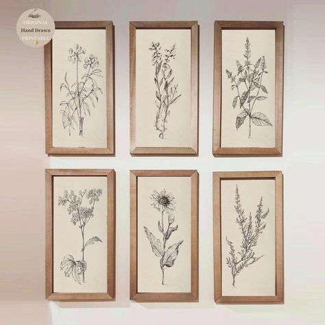 SET of 6 Tall Long Narrow wall art print vertical Vintage sketches wall art PRINTABLE earth tones botanical drawing digital Download sketch Long Vertical Wall Art, Long Narrow Wall Art, Vintage Sketches, Narrow Wall Art, Botanical Drawing, Vertical Wall Art, Drawing Digital, Botanical Drawings, Vintage Botanical