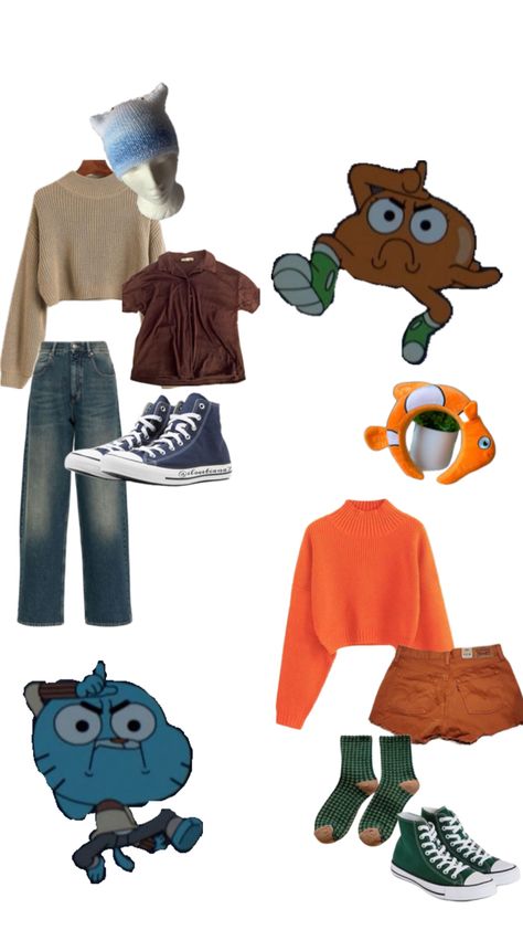 Halloween Costume Ideas Darwin Costume, Gumball Costume, Gumball And Darwin, Gumball Darwin, Character Halloween Costumes, Twin Day, Duo Costumes, Duo Halloween Costumes, Matching Costumes