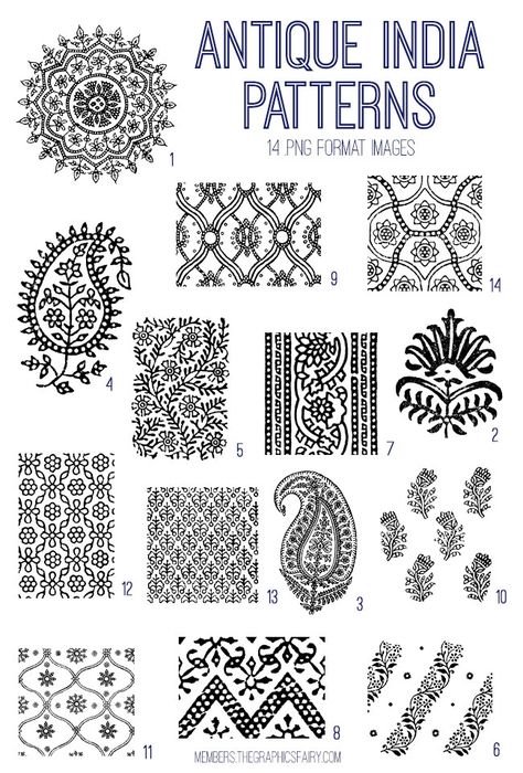 Indian Patterns Drawing, Patchwork, Tela, Indian Clothing Patterns, India Textile Pattern, India Tattoo Design Indian Patterns, Indian Elements Design, India Pattern Design, Traditional Indian Design Patterns