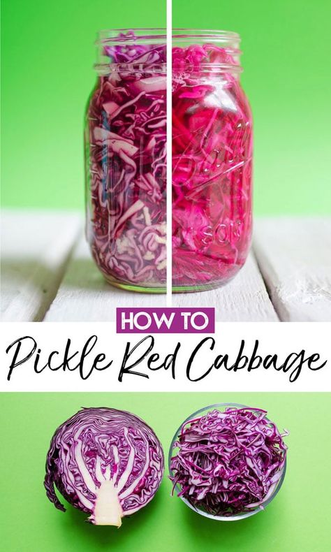 Pickles Homemade, Pickled Vegetables Recipe, Pickled Red Cabbage, Red Cabbage Recipes, Grain Bowls, Pickled Cabbage, Decorações Com Comidas, Fermentation Recipes, Homemade Condiments