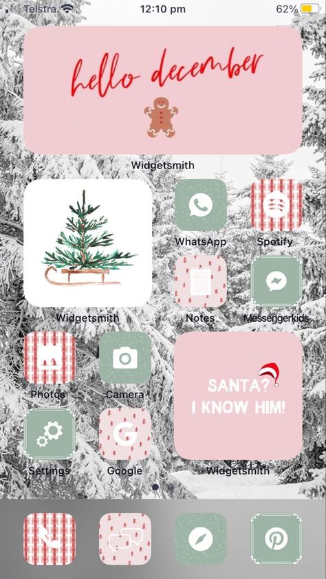 #christmas #ios14 #homescreen #aesthetic #aestheticwallpaperiphone #iphone Christmas Wallpaper Iphone Widgets, Christmas Aesthetic Iphone Home Screen, Christmas Iphone Widget Ideas, Cute Christmas Home Screen Ideas, Widgetsmith Ideas Christmas, Christmas Widgets Aesthetic Iphone, Christmas Phone Screen Ideas, Aesthetic Christmas Iphone Layout, Christmas Theme Homescreen