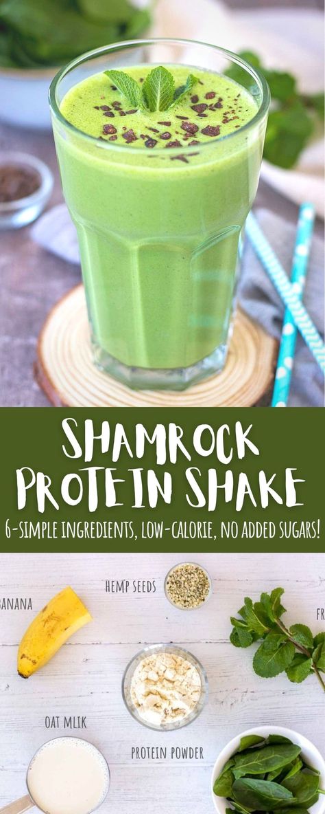 Shamrock Protein Shake, Pistachio Protein Shake, High Protein Low Carb Smoothies, Mint Smoothie Recipes, Mint Protein Shake, Matcha Protein Shake, Green Protein Shake, Green Shake Recipe, Satisfying Smoothies