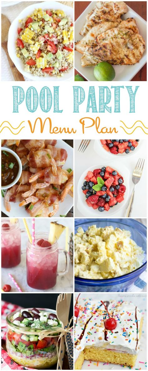 Having a pool party? Here's 12 Easy Summer Pool Party Menu Ideas, includes recipes for appetizers, main dishes, salads, side dishes, desserts and more. Pool Party Food, Summer Menu, Summer Appetizer, Summer Pool Party, Menu Plan, Dinner Appetizers, Party Menu, Summer Pool, Food Blogs